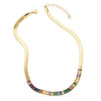 Collier en laiton cubique Zircon Micro Pave, avec 2 chaînes de rallonge, Placage de couleur d'or, pavé de micro zircon & pour femme, plus de couleurs à choisir pouce, Vendu par PC