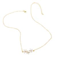 Collier en laiton cubique Zircon Micro Pave, avec 2 chaînes de rallonge, Placage de couleur d'or, styles différents pour le choix & pavé de micro zircon & pour femme, doré .7 pouce, Vendu par PC