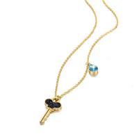 Collier de bijoux de titane, Acier titane, clé, Placage ionique sous vide, bijoux de mode & pavé de micro zircon & pour femme, plus de couleurs à choisir cm, Vendu par PC