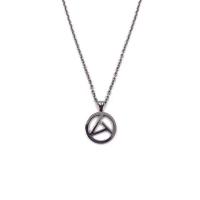 Titanium Steel Jewelry Necklace, Flat Round, Vacuum Ion Plating, fashion jewelry & Unisex & hollow, silver color cm 