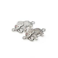 Cubic Zirconia Micro Pave Brass Connector, Elephant, plated, micro pave cubic zirconia 