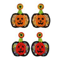 Seedbead Pendientes con Colgantes, con Lentejuelas, Diseño de Halloween & Joyería & para mujer & con diamantes de imitación, más colores para la opción, 55x40mm, Vendido por Par