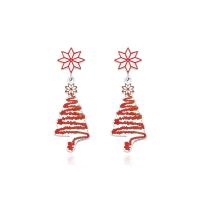 Pendientes de Navidad, acero inoxidable 304, engomada de gota, Diseño de Navidad & diferentes estilos para la opción & para mujer, más colores para la opción, Vendido por Par