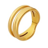 Titan Stahl Fingerring, Titanstahl, Vakuum-Ionen-Beschichtung, verschiedene Größen vorhanden & für Frau, goldfarben, 7mm, verkauft von PC