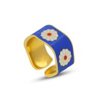 Titanstahl Manschette Fingerring, Vakuum-Ionen-Beschichtung, für Frau & Epoxy Aufkleber, blau, 11mm, Größe:7, verkauft von PC