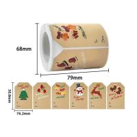 Kraftpapier Siegel Aufkleber, Weihnachts-Design & DIY, gemischte Farben, 76.2x50.8mm, 250PCs/Spule, verkauft von Spule