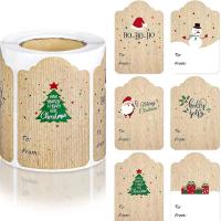 Kraftpapier Aufkleber Papier, Rechteck, Weihnachts-Design & DIY, 75x50mm, 300PCs/Spule, verkauft von Spule