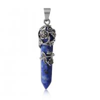 Gemstone Zinc Alloy Pendants, with Gemstone, fashion jewelry & Unisex 