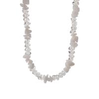 Gemstone Chip Necklaces, Natural Gravel, with Crystal, with 6cm extender chain, irregular, patchwork & fashion jewelry & adjustable & for woman, mixed colors .3 cm 