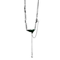 Titanium Steel Jewelry Necklace, with Zinc Alloy, with 9.5cm extender chain, irregular, silver color plated, fashion jewelry & adjustable & for woman & enamel, silver color .4 cm 