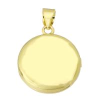 Brass Locket Pendants, Round, gold color plated, fashion jewelry & DIY & micro pave cubic zirconia & for woman, golden 