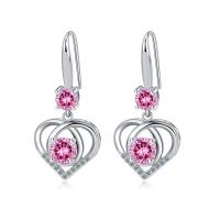 Cubic Zirconia Micro Pave Brass Earring, Heart, plated, fashion jewelry & micro pave cubic zirconia & for woman 