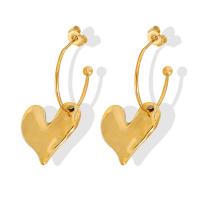 Titanium Steel Earrings, Heart, Vacuum Ion Plating, for woman 