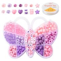 DIY Bracelet Beads Set, Acrylic, with Plastic Box & Elastic Thread, mixed colors 