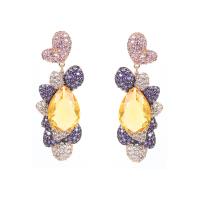 Cubic Zirconia Micro Pave Brass Earring, plated, for woman & with cubic zirconia 