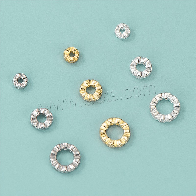 Sterling Silber Spacer Perlen, 925 Sterling Silber, Rondell, plattiert, DIY & verschiedene Größen vorhanden & mit Strass, keine, verkauft von PC