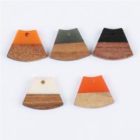 Original Holz Anhänger, mit Harz, Fach, Epoxidharzklebstoff, unisex, keine, 23x18mm, ca. 10PCs/Tasche, verkauft von Tasche