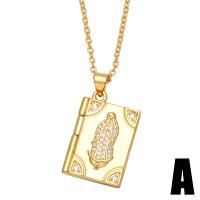 Collier en laiton cubique Zircon Micro Pave, avec 2 chaînes de rallonge, Vierge Marie, Placage de couleur d'or, styles différents pour le choix & pavé de micro zircon & pour femme, doré .7 pouce, Vendu par PC