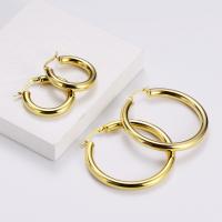 Stainless Steel Hoop Earring, 304 Stainless Steel, 18K gold plated, fashion jewelry & for woman, golden 