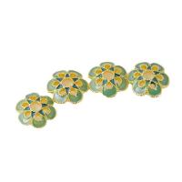 Zink Legierung Perlenkappen, Zinklegierung, Blume, goldfarben plattiert, DIY & Emaille, grün, 10x3mm, Bohrung:ca. 2mm, 10PCs/Tasche, verkauft von Tasche