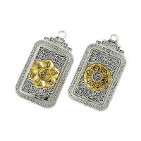 Zinc Alloy Hollow Pendants, Rectangle, plated, rotatable & DIY 