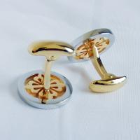 Brass Cufflinks, Geometrical Pattern, plated, Unisex & hollow, 20mm 