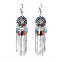 Fashion Fringe Earrings, Zinc Alloy, vintage & fashion jewelry & for woman & with rhinestone 65mm 