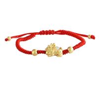 Nylonschnur Armbänder, mit Hetian Jade, Fabelhaft wildes Tier, 18K vergoldet, Einstellbar & für Frau, rot, 15x11mm, Länge:ca. 7.5 ZollInch, verkauft von PC