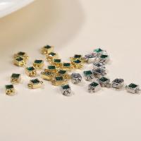 Cubic Zirconia Brass Connector, with Cubic Zirconia,  Square, plated, DIY & 1/1 loop 
