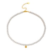 Collar de perlas de plástico, Perlas plásticas, con metal, con 1.97inch extender cadena, Joyería & diferentes estilos para la opción & para mujer, dorado, longitud:aproximado 15.75 Inch, Vendido por UD