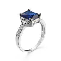 Cubic Zircon Brass Finger Ring, platinum color plated & for woman & with cubic zirconia, sapphire 