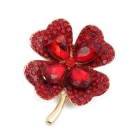 Rhinestone Zinc Alloy Brooch, Four Leaf Clover, plated, Unisex & with rhinestone 