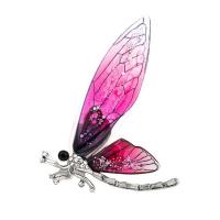 Rhinestone Zinc Alloy Brooch, with Resin Rhinestone, Dragonfly, hand drawing, for woman & enamel & with rhinestone 