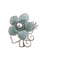 Rhinestone Zinc Alloy Brooch, with Plastic Pearl, Flower, for woman & with rhinestone 