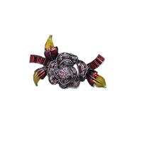 Rhinestone Zinc Alloy Brooch, Rose, for woman & enamel & with rhinestone 