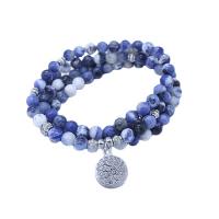 Sosalith Wrap Armband, mit Zink-Legierung Perle, poliert, unisex & verschiedene Stile für Wahl, blau, 6mm, Länge:ca. 25.51 ZollInch, 108PCs/Strang, verkauft von Strang