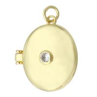 Pendentif médaillon en laiton, Placage de couleur d'or, peut s’ouvrir et mettre dans quelque chose & bijoux de mode & DIY & pavé de micro zircon & pour femme, doré Environ 3mm, Vendu par PC