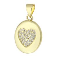 Brass Locket Pendants, gold color plated, can open and put into something & fashion jewelry & DIY & micro pave cubic zirconia & for woman, golden Approx 3mm 