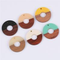 Original Holz Anhänger, mit Harz, Kreisring, Epoxidharzklebstoff, unisex & hohl, keine, 28x28mm, ca. 10PCs/Tasche, verkauft von Tasche