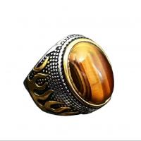 alliage de zinc bague, avec oeil de tigre, Placage, normes différentes pour le choix & pour homme, Vendu par PC