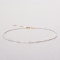 Freshwater Pearl Brass Necklace, with Brass, Round, gold color plated & for woman, white .93 Inch 