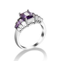 Cubic Zirconia Micro Pave Brass Finger Ring, platinum color plated & for woman & with cubic zirconia, fuchsia 