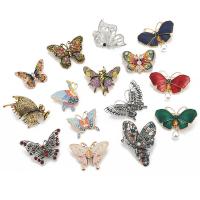 Rhinestone Zinc Alloy Brooch, Butterfly, plated, Unisex & enamel & with rhinestone 40-80mm 