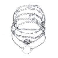 aleación de zinc Pulsera, con 1.96 inch extender cadena, chapado en color de platina, 5 piezas & diferentes estilos para la opción & para mujer, longitud:aproximado 8.26 Inch, Vendido por Set