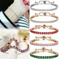 Zinc Alloy Rhinestone Bracelets, plated, Adjustable & fashion jewelry & for woman & with rhinestone Approx 9.84 Inch 