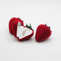 Flocking Fabric Ring Box, Strawberry 