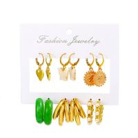 Zinc Alloy Earring Set, with Plastic Pearl, 6 pieces & fashion jewelry & for woman 