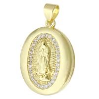 Brass Locket Pendants, gold color plated, fashion jewelry & micro pave cubic zirconia & for woman, golden 