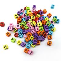 Acryl Alphabet Perlen, Quadrat, DIY, keine, 6mm, ca. 100PCs/Tasche, verkauft von Tasche