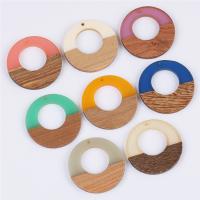 Original Holz Anhänger, mit Harz, Kreisring, Epoxidharzklebstoff, unisex & hohl, keine, 38x38mm, ca. 10PCs/Tasche, verkauft von Tasche